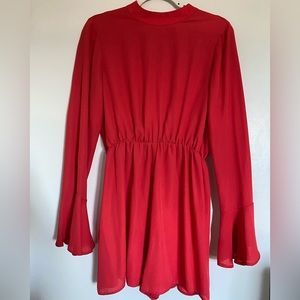 ASOS red chiffon type romper with cut out back.